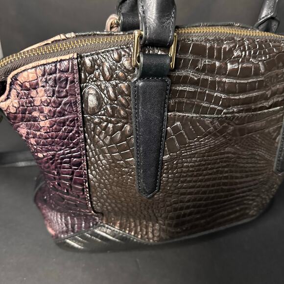 Brahmin Duxbury Croc Embossed Stachel Bag Purse Plum Brown Please READ details - Picture 9 of 12